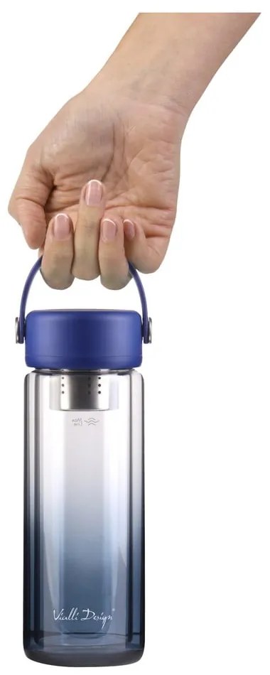 Modrá sklenená fľaša 350 ml Fuori – Vialli Design