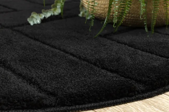 Kúpeľňový koberček SUPREME LINES línie, čierny kruh