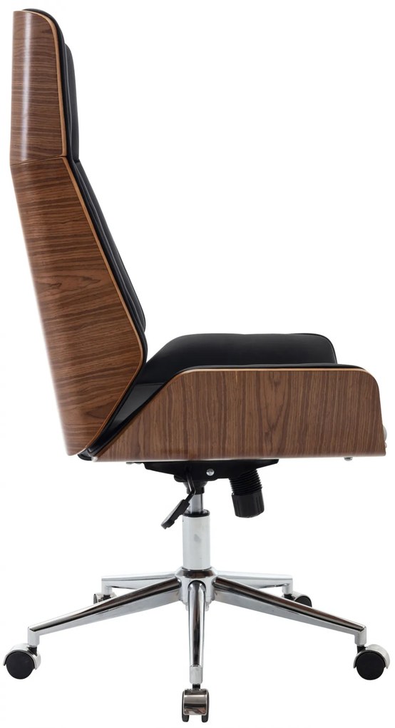 Design-Shop Kancelárska stolička Breda - koženka, drevo orech - Čierna
