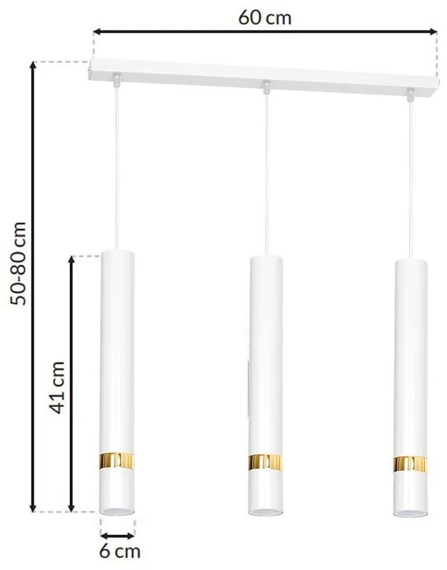 Závesné svietidlo Joker, 3x biele kovové tienidlo, w/g