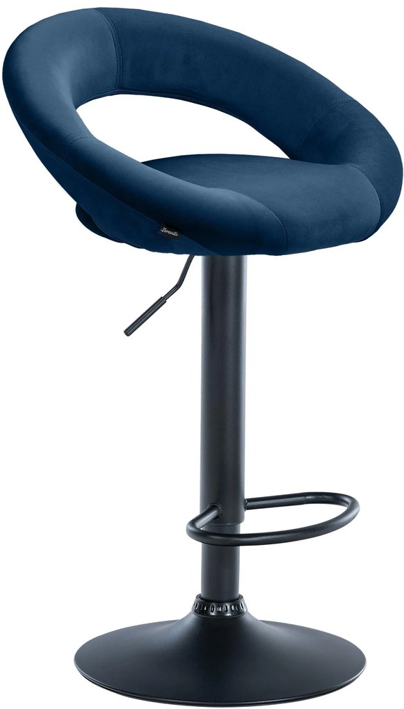 Barová stolička Olinda - zamat, čierny rám - modrá
