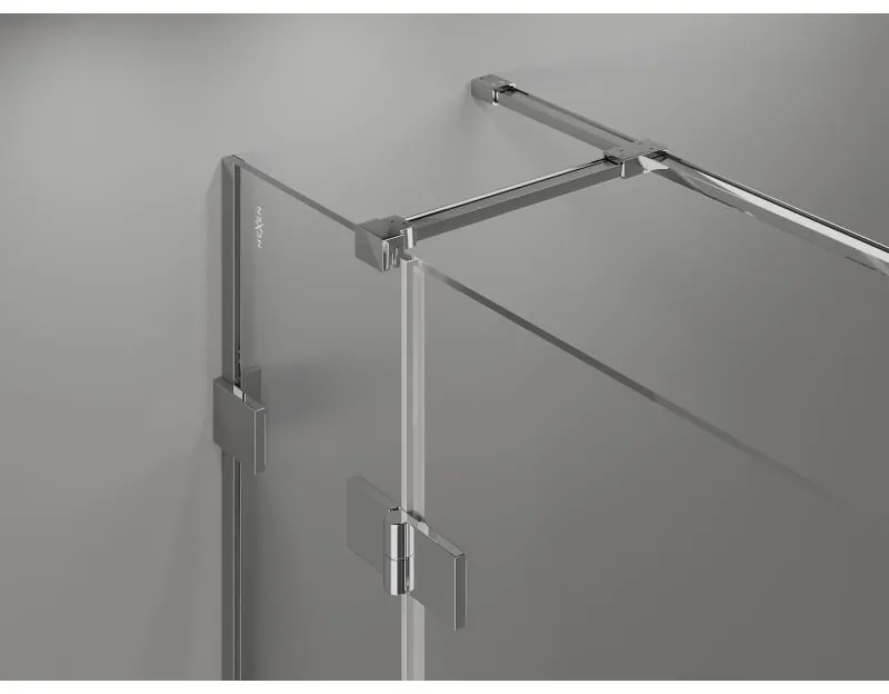 Mexen Lunar T, sklopný pravý sprchový kút 140 x 110 cm, 8mm číre sklo, chrómový profil, 834T-140-110-01-00-P