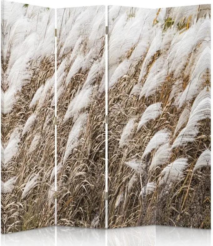 CARO Paraván - Dry Grass | štvordielny | obojstranný 145x180 cm