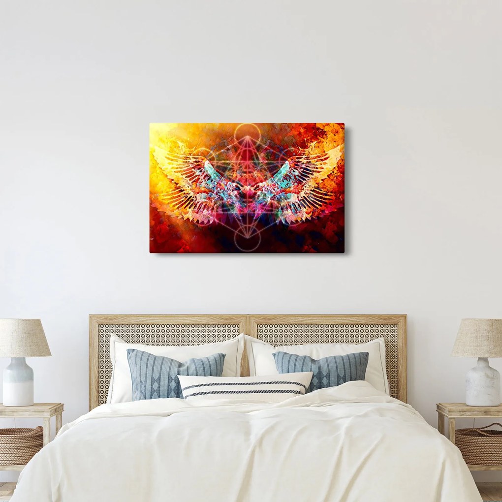 Obraz - Merkaba s krídlami, abstrakcia (90x60 cm)