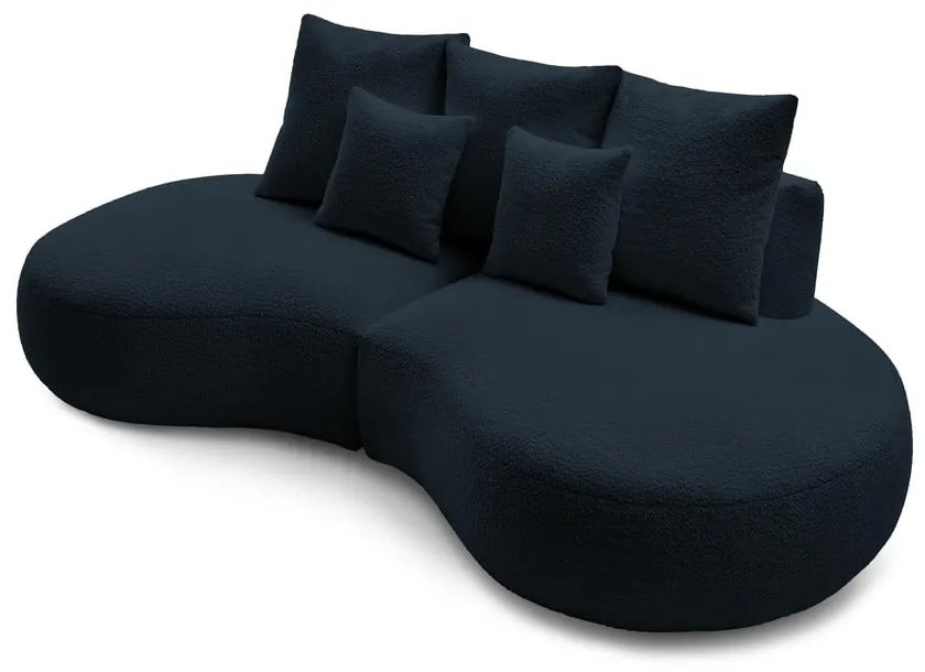 Tmavomodrá pohovka z textílie bouclé 260 cm Saint-Germain – Bobochic Paris