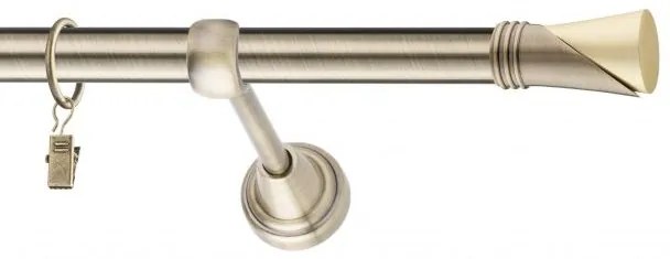 Dekorstudio Mosadzná jednoradová garniža VEGA 19mm Dĺžka: 180cm, Typ uchytenia: Držiak modern, Typ príslušenstva: Krúžky tiché so štipcami