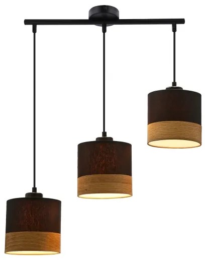 Luster na lanku PORTO 3xE27/60W/230V čierna/hnedá