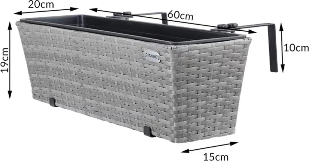 Závěsný balkonový květináč s vnitřní vložkou Plantero šedý