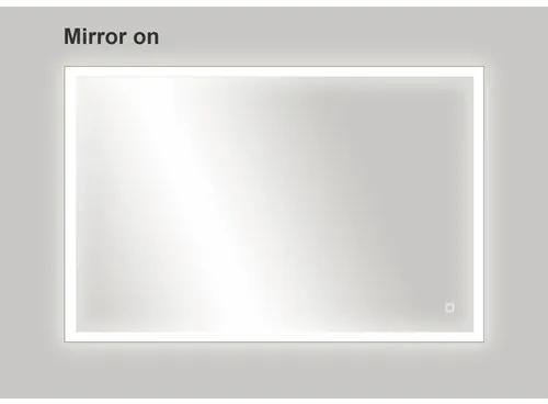 Zrkadlo do kúpeľne s osvetlením Square LED s čiernym rámom 65x100 cm s vypínačom a podložkou proti zahmlievaniu