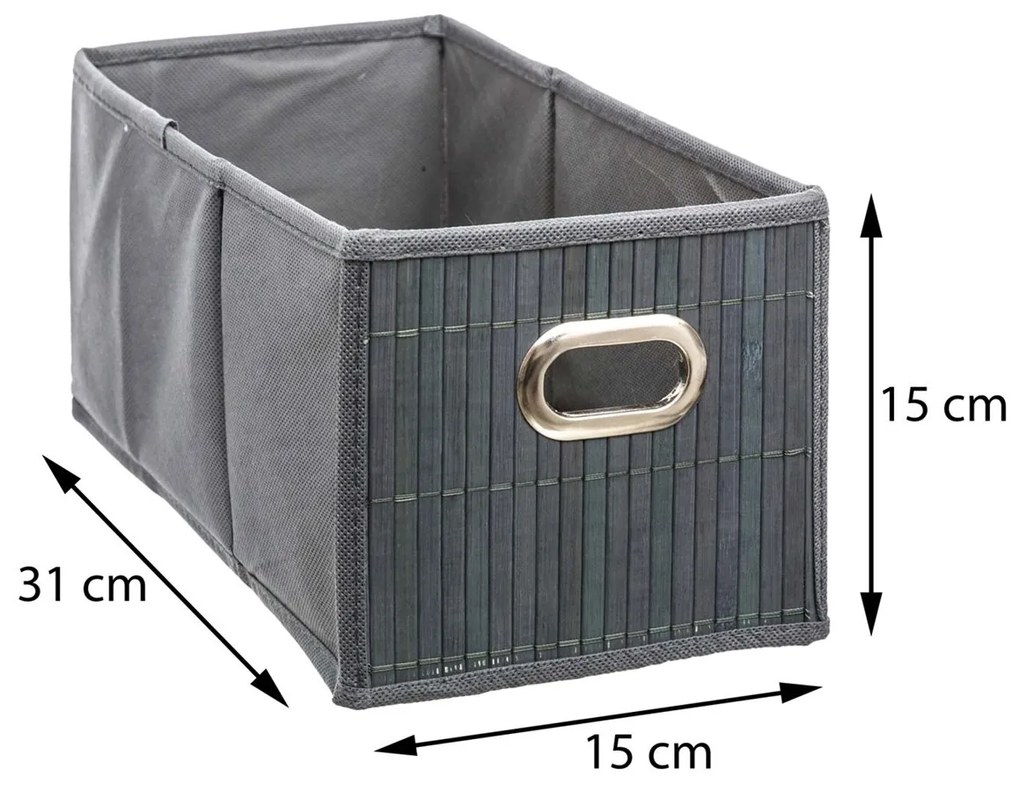 Úložný box Bamboo, 15x15x31 cm, sivá