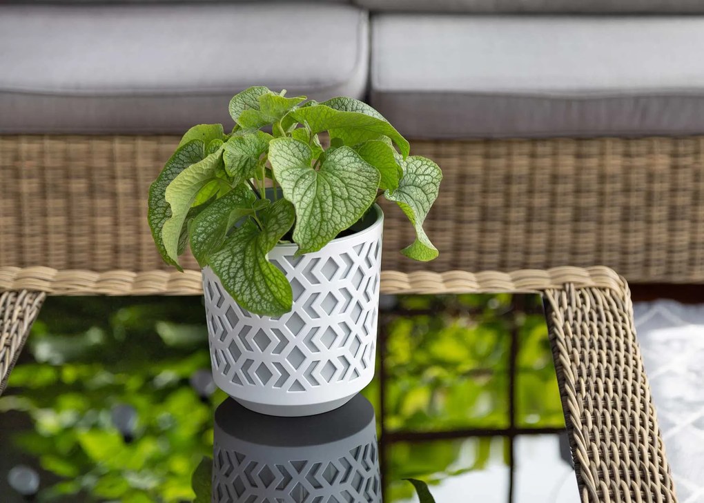 PLASTOVÝ KVETINÁČ ETNIC 15X14 CM SIVÁ