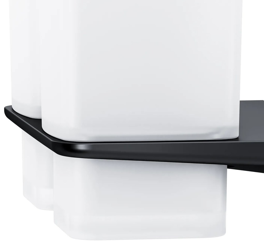 Sklenený pohár na zubné kefky AM.PM Inspire 2.0 AIB343422 nástenný, dvojitý, čierny