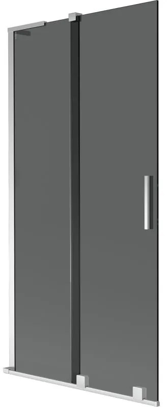 Mexen Velar L, 2-krídlová posuvná vaňová zástena 90 x 150 cm, 8mm šedé sklo, chrómový profil, 896-090-003-41-01