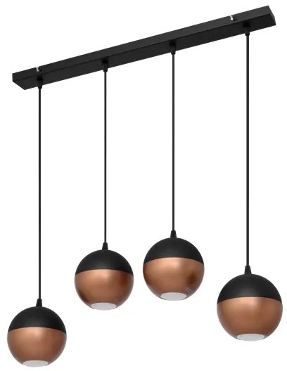 LED Luster na lanku MIDWAY 4xGU10/4,8W/230V čierna/medená