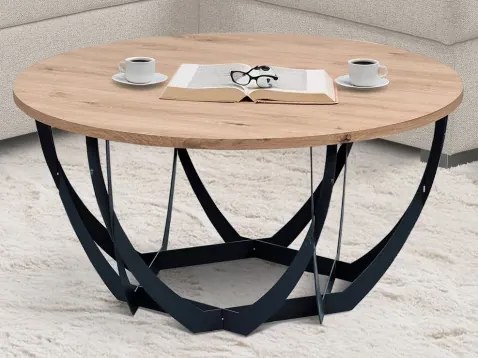 Okrúhly konferenčný stolík Mella, 80 cm, dub artisan%