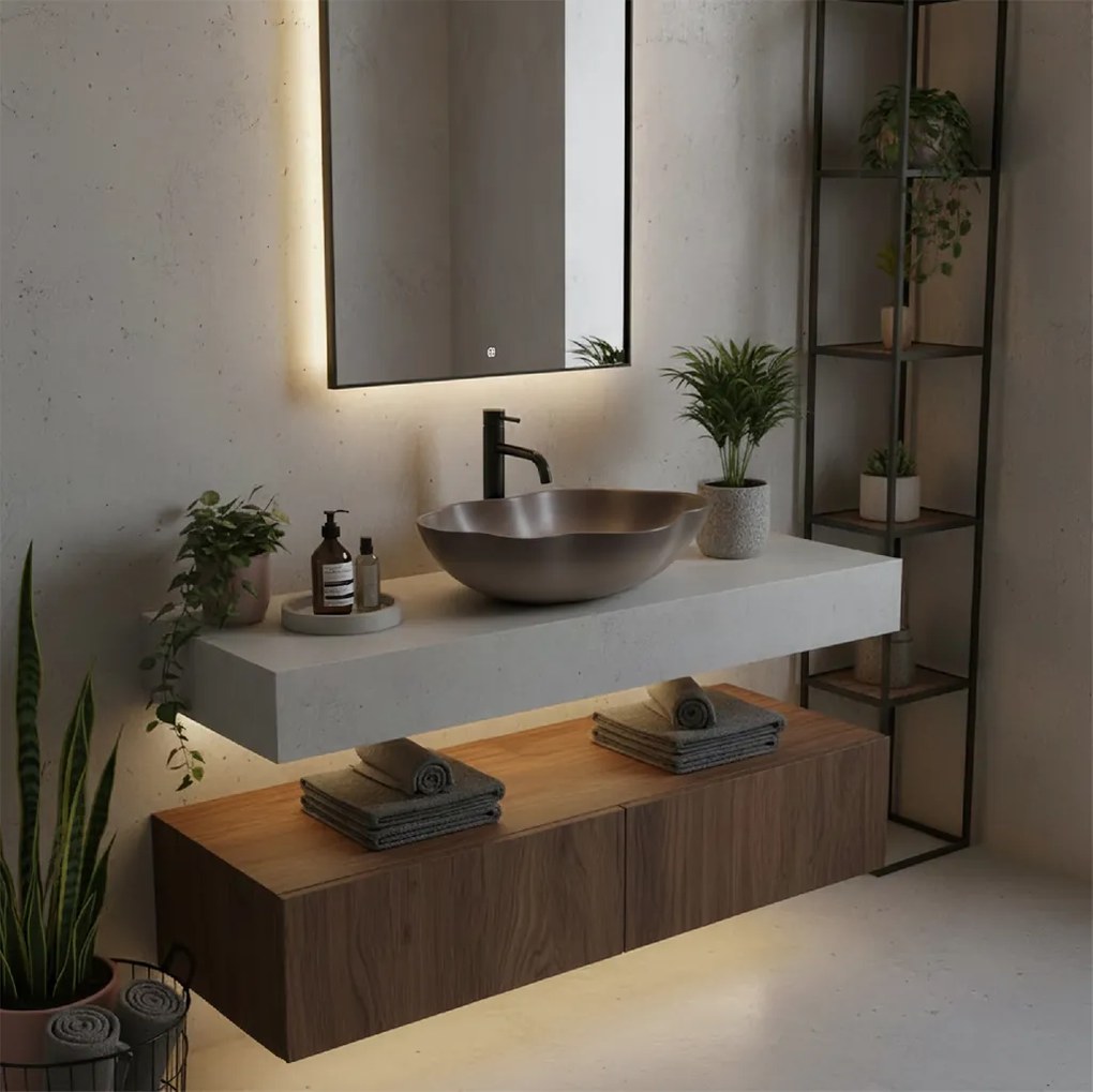 Rea Pearl, umývadlo na dosku 505x380x135 mm, béžová-hnedá-Ombre, REA-U0629
