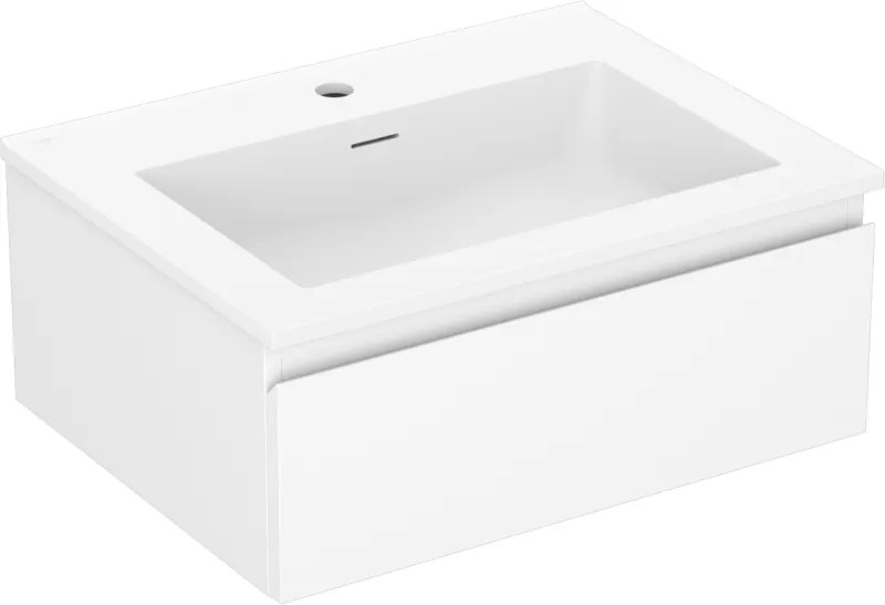 Mexen Orio, kúpeľňová skrinka 60 cm s umývadlom Otis, 1 zásuvka, biela matná, 91A10-06023-1-BF01-W18M01
