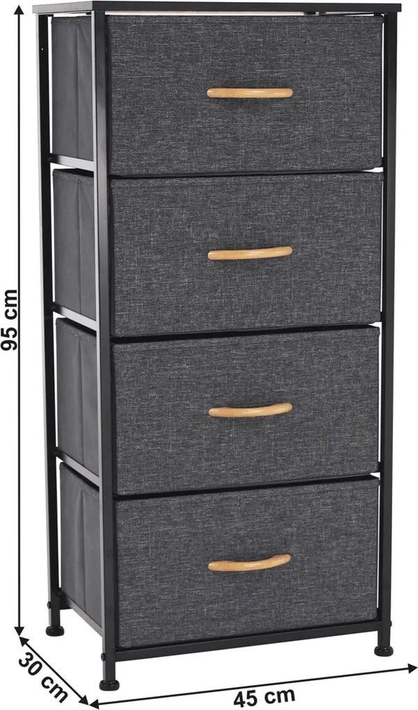 Komoda s látkovými zásuvkami PALMERA, čierna