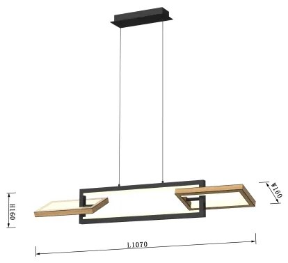 Wofi 7022-306- LED Stmievateľný luster na lanku MATERA LED/30W/230V čierna/hnedá