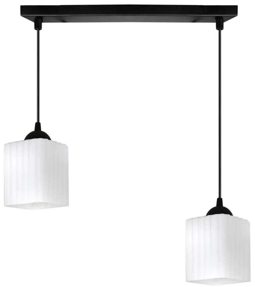 Závesné svietidlo Riffle Square, 2x biele sklenené tienidlo, b