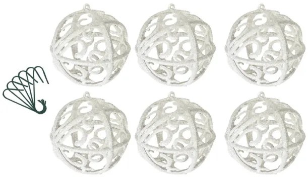 Vianočné guľky - biele KL-21X26 (6ks)