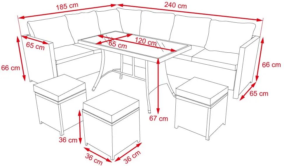 Veľký ratanový záhradný set VERANO sivý