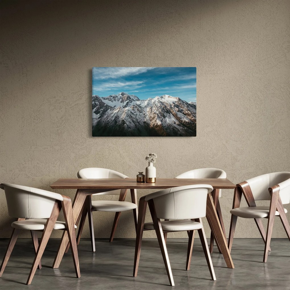 Obraz zasnežených vrcholkov, Fiordland (90x60 cm)
