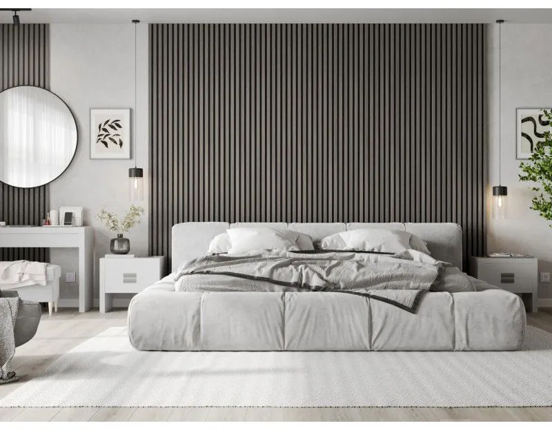 Mexen Lam-F, akustické stenové lamely 275 × 30 cm, plstený podklad 8 mm, technická dyha, dub striebristý, S105-275307-3015-007