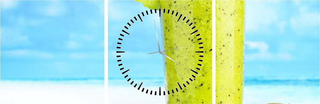 Obraz - kiwi smoothie (s hodinami) (90x30 cm)