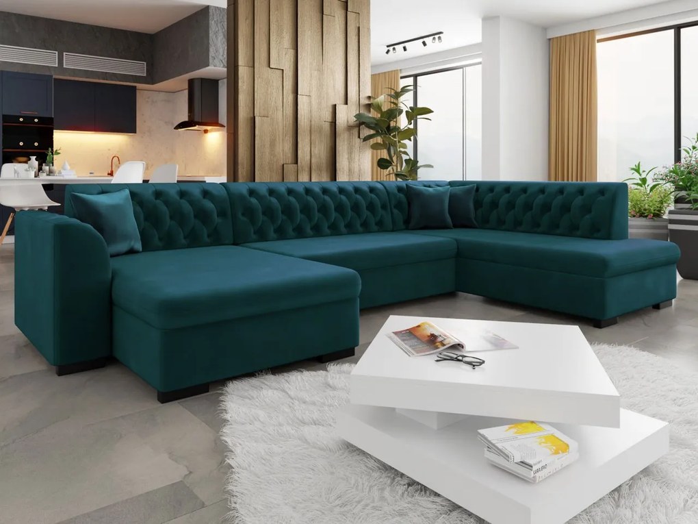 Veľká sedačka do obývačky Valdero, Dostupné poťahy: Magic Velvet 2221, Strana: Ľavá - U