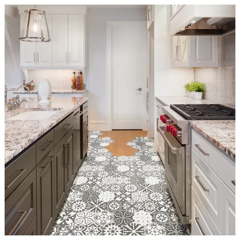 Súprava 10 samolepiek na podlahu Ambiance Hexagons Rosito, 20 × 18 cm