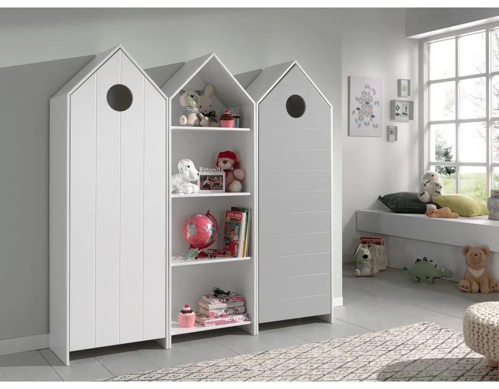 Bielo-svetlosivá otvorená detská šatníková skriňa 173x171,5 cm CASAMI – Vipack