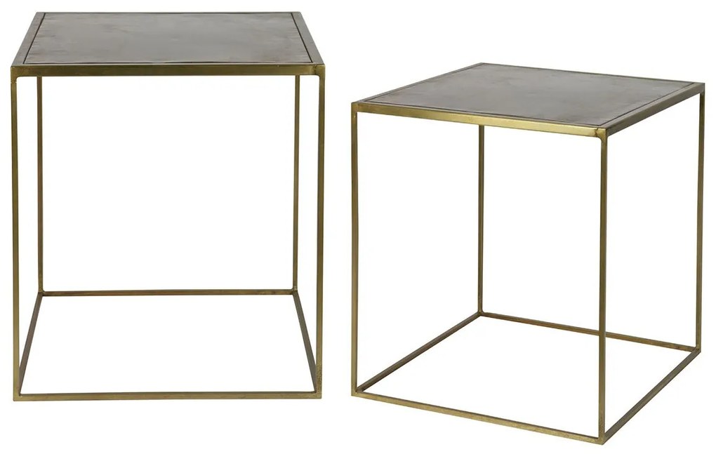 Kovový stolík Metallic sada 2 ks 45 × 40 × 40,35 × 36 × 36 cm