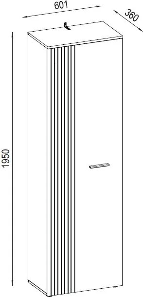 Predsieňová šatníková skriňa s policami Esteban, antracit/dub evoke