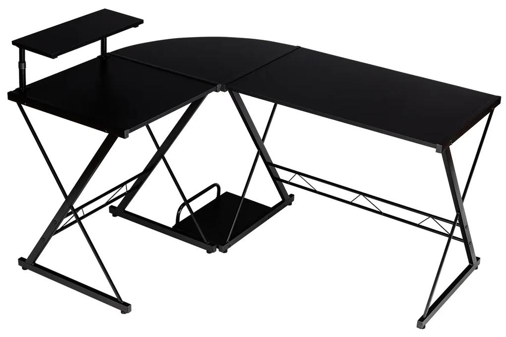 Počítačový stôl v tvare L, čierny | 112 x 147 cm