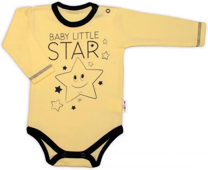 Baby Nellys Baby Nellys Body dlouhý rukáv, žluté, Baby Little Star, vel. 68 68 (3-6m)