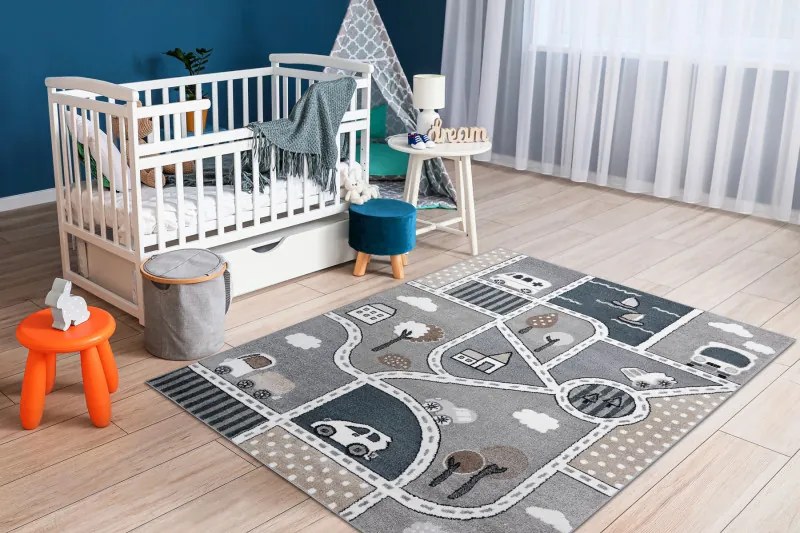 Detský kusový koberec Fun Strade grey, 180x270, šedá, detská izba, Dywany Łuszczów
