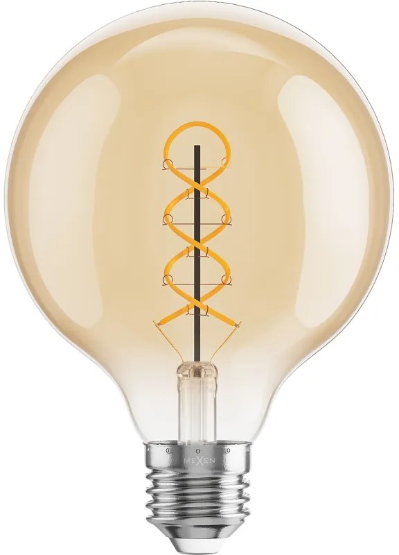 Mexen Vintis, LED žiarovka špirála E27, G95, 6W, Teplá - 2700K, 530 lm, jantárová - L167-E27-0627-50