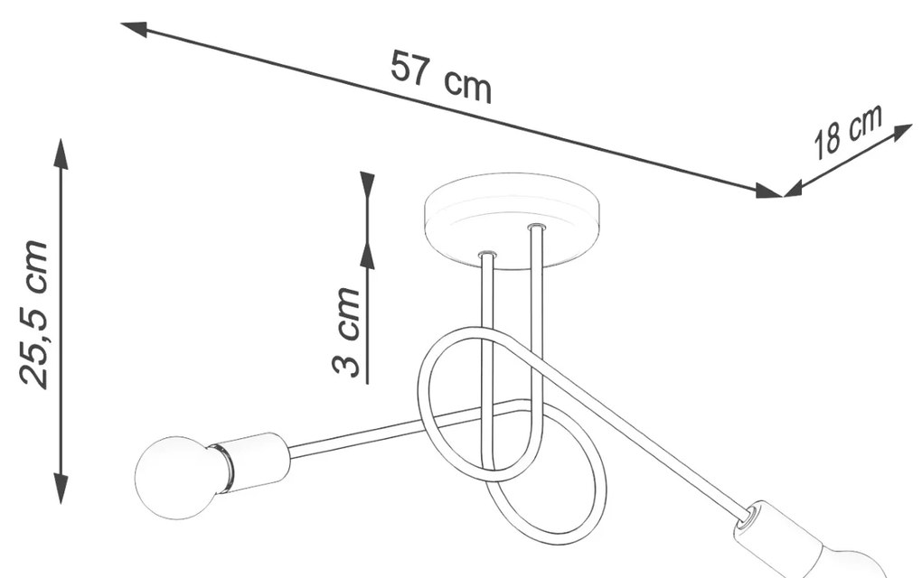 Sollux Lighting Stropné svietidlo Loop 2, biele telo svietidla