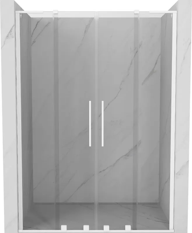 Mexen Velar L Duo, posuvné sprchové dvere do otvoru 150 cm, 8mm číre sklo, biela matná, 871-150-003-02-20