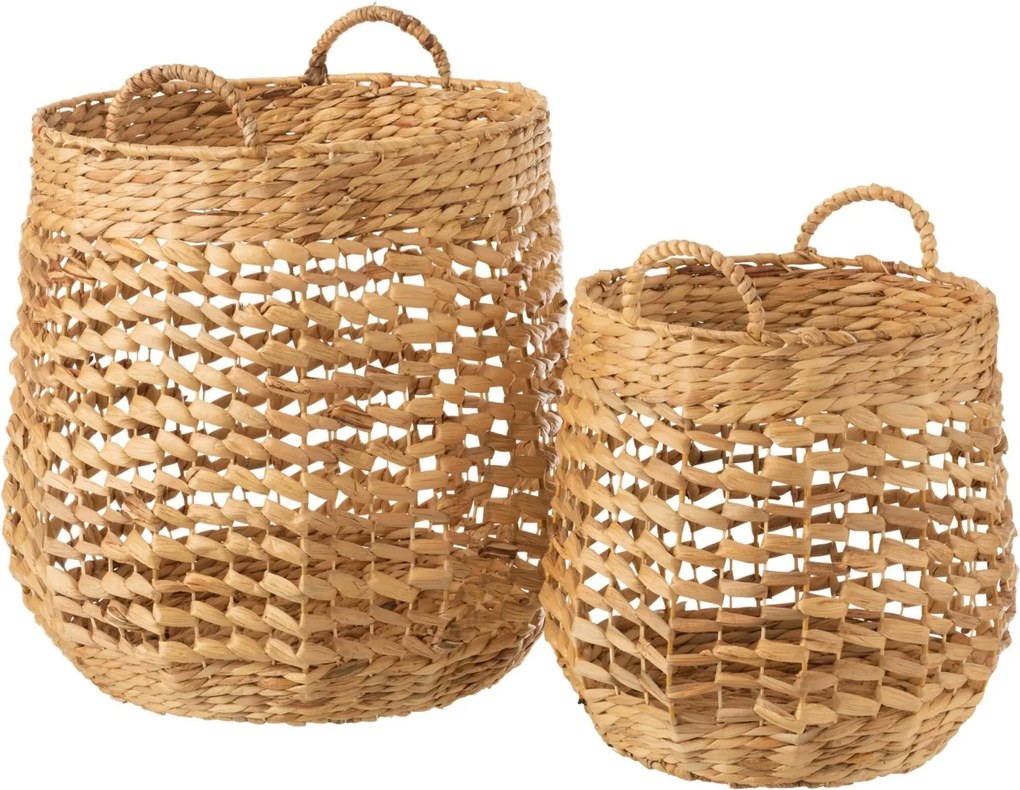Sada 2 košů z vodní hyacintu přírodní – 42,5*42,5*55 cm