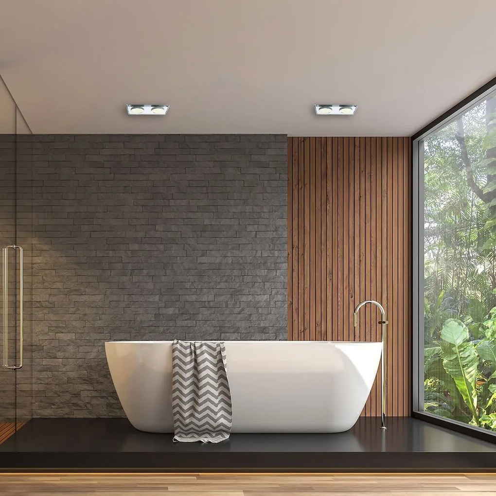 Ecolamp Podhľadové svietidlo Glass Square II, 1x sklenené/strieborné kovové tienidlo, s