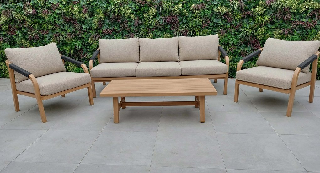 Hliníková sedacia súprava MONTI/RAVONTI 3 s antracitovým výpletom