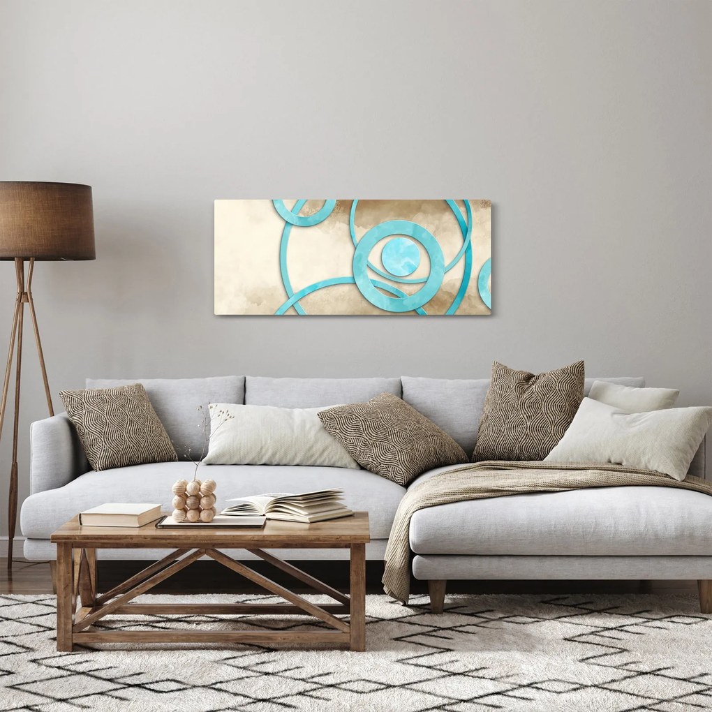 Obraz - Modré kruhy na Aquarel (120x50 cm)