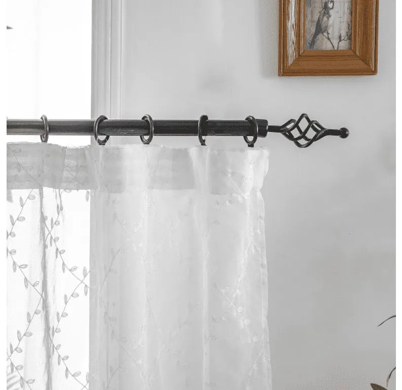 Biely záves VINTORA so vzorom lístkov 140x250 cm Zavesenie: Riasiaca páska