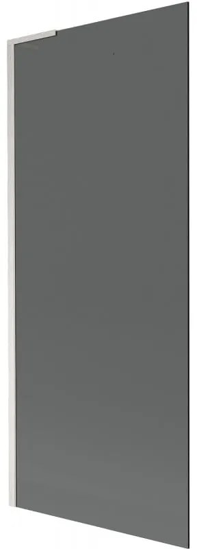 Mexen Next L, 1-krídlová vaňová zástena 80 x 150 cm, 6mm šedé sklo, 6mm číre sklo, profil brúsená oceľ, 895-080-000-03-40-97