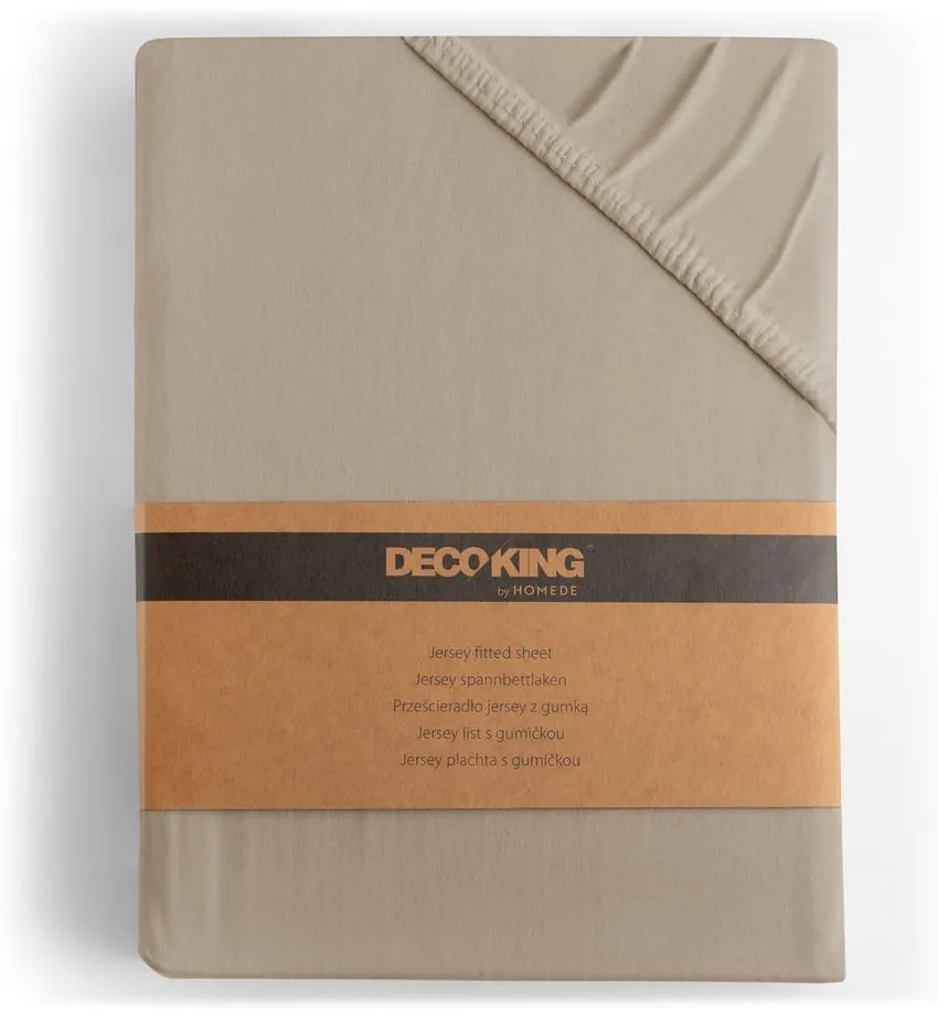 Svetlohnedá napínacia plachta jersey 220x200 cm Amber – Restilo