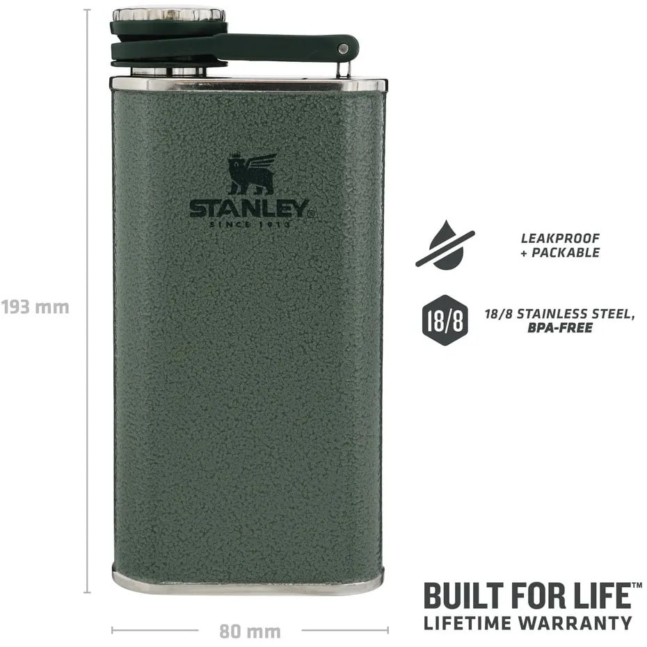 Zelená ploskačka z nehrdzavejúcej ocele 230 ml Easy-Fill width mouth Flash – Stanley