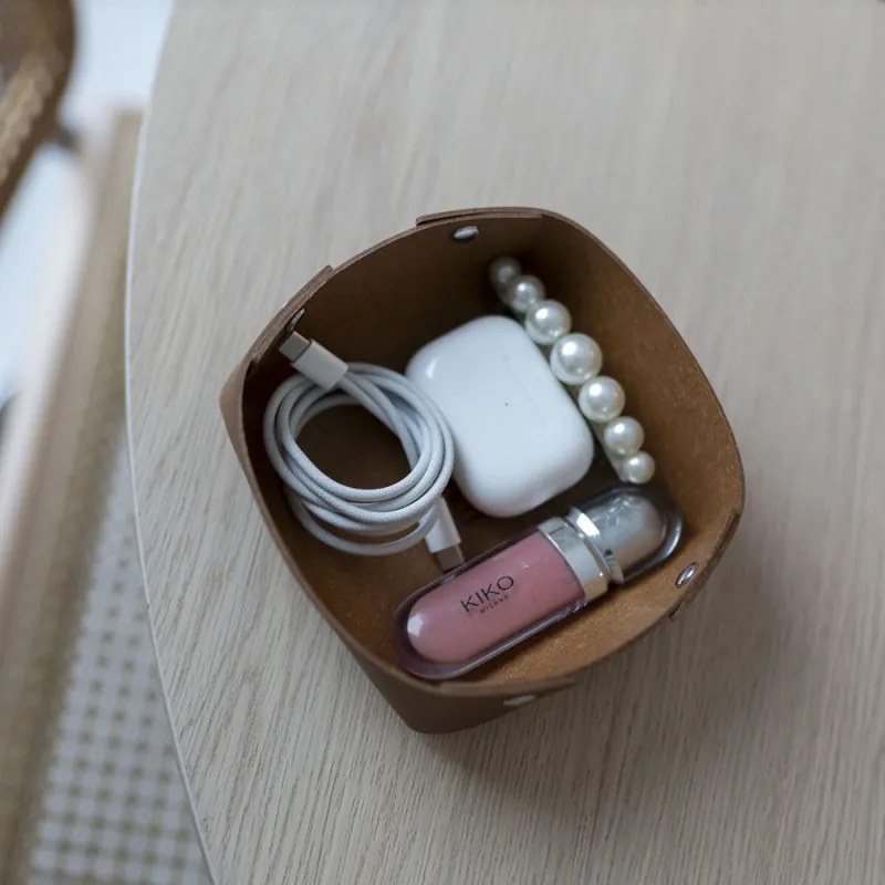 Odkladacia miska z pravej kože Rove, malá / hnedá