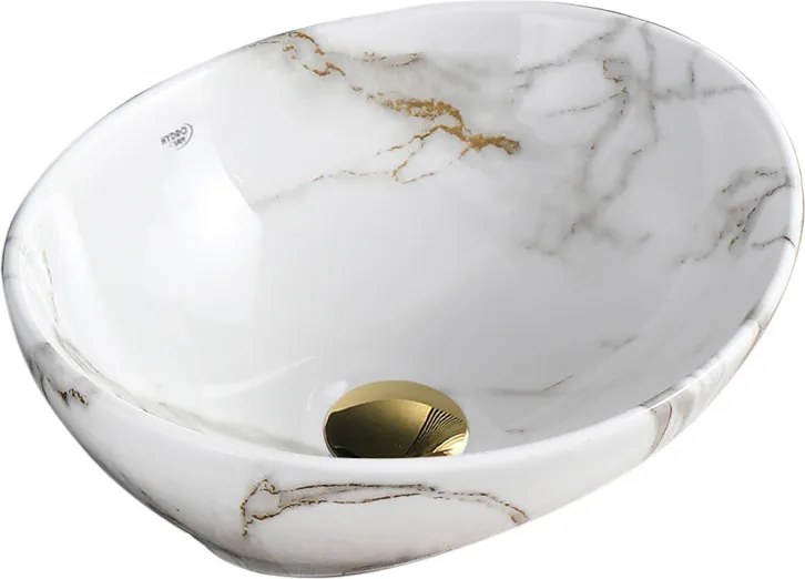 BPS-koupelny Keramické umývadlo na dosku HYD-LO-MAR1-405 40,5x33 cm, biely mramor